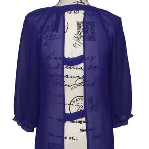 Petticoat Alley Open Back Sheer Cobalt Royal Blue Top Blouse Shirt Size XS-Small